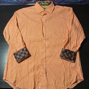 Bristol & Bull Men's Orange Checkered Shirt